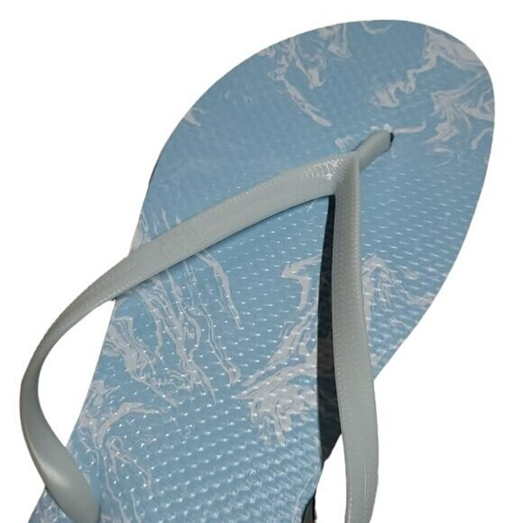 Gap Logo Flip Flops Sandals Light Blue White Pattern Women's 9 NWT - Picture 8 of 13